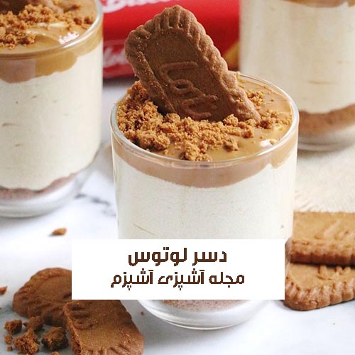 طرز تهیه دسر لوتوس نرم و خوشمزه با بیسکویت و کرم لوتوس