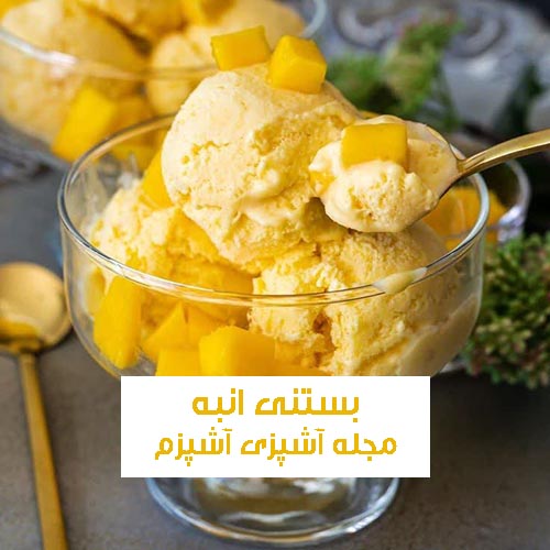 طرز تهیه بستنی انبه برای 6 نفر بدون ثعلب خانگی و سالم