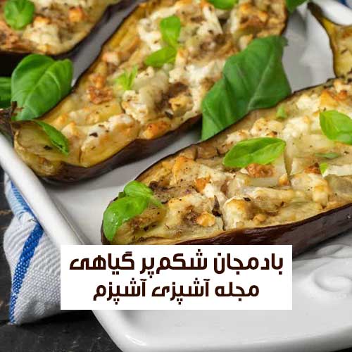 طرز تهیه بادمجان شکم ‌پر گیاهی بدون گوشت مخصوص گیاهخواران